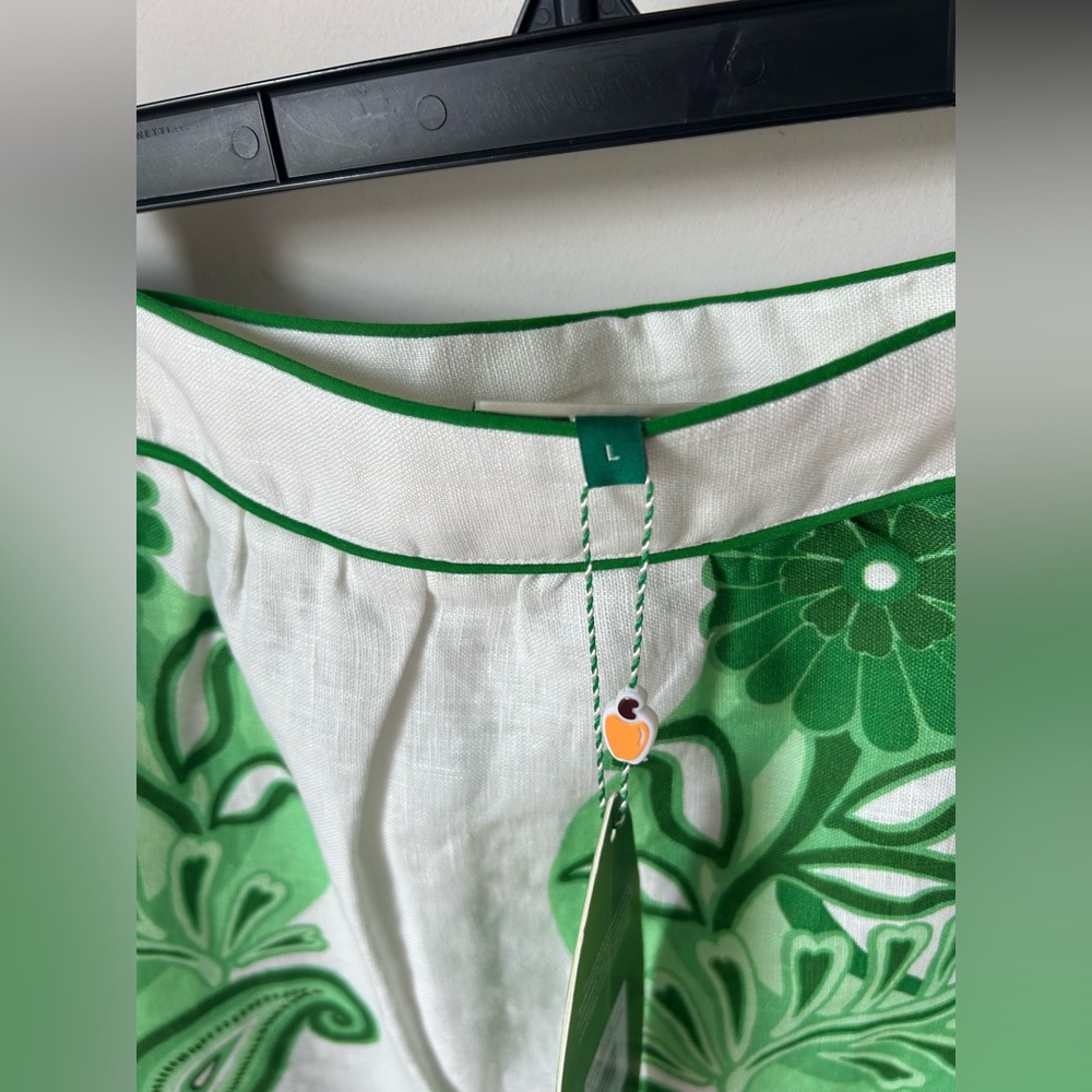 Farm Rio Green white floral embroidered Richelieu Midi Skirt - Picture 3 of 7